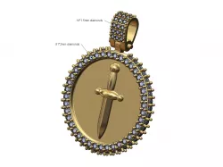 Iced dagger diamond pendant with bail 3D print model