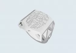 Lion head signet ring