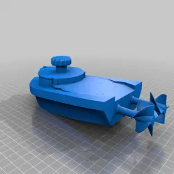 mini Wind-Up Boat Dual Drive - screwless - full 3d printed