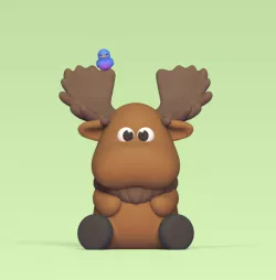 Moose With Bird