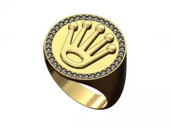 Rolex crown large 21mm diamond signet ring US size 9 3D print model