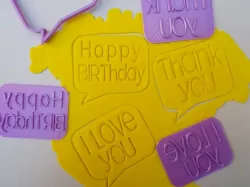 SET OF CUTTER AND 3 THINKING STAMPS / DIALOG BOX CUTTER
