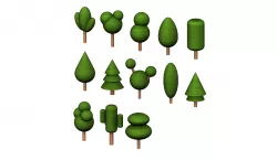 Simplified miniature trees 3d print models