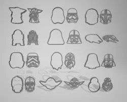 Star Wars Cookie Cutter Darth Vader, BB8, R2D2, Grogu, Mandalorian, Milleniun Falcon, Stormtropper OLD, Stormtropper NEW
