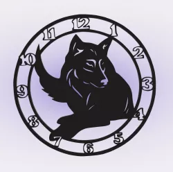 Wall clock base, wolf, dog