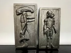 ALIEN XENOMORPH, PREDATOR FROZEN IN CARBONITE 2 PACK, CUSTOM ACTION FIGURE, KENNER 3.75", 1/18, DIORAMA DISPLAY