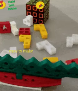 Build Wall with tetris Bricks on the hovering bridge, Toys Game for All