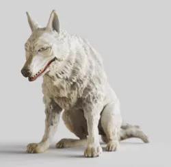 Moro -モロの君 Moro no Kimi -wolf- Princess Mononoke - canine-sitting pose-FANART FIGURINE