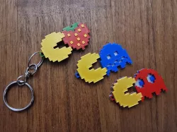 Pac-man set of three keychains