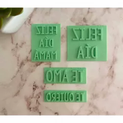 Pack 4 stamps, for fondant cookie etc. I love you, I love you, happy day, happy mommy day