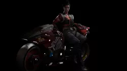 Panam Palmer with Motorcycle