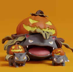 Pokemon - Bulbasaur, Ivysaur and Venusaur Halloween with 2 poses