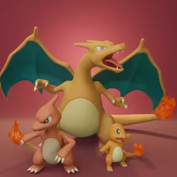 Pokemon - Charmander, Charmeleon and Charizard with 2 or 3 poses each