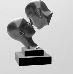 sculture the kiss woman and man bust without printing support