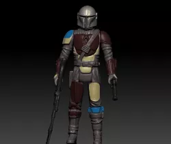 STAR WARS .STL THE MANDALORIAN, OBJ. Retro STYLE ACTION FIGURE.