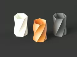 VASE OR PEN BOX 3D PRINT MODEL_HEXAGONAL TWISTED DESIGN