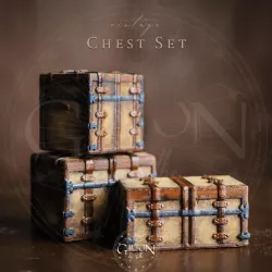 Vintage Chest Set / Miniature Classic Rustic 3 Three Trunk - Suitcase