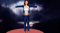 woman in an hypnotic suit