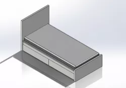 1.6 Scale Ikea malm style Single Size Bed with Drawers for Barbie doll (Doll house)