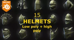 15 HELMETS Low poly and high poly
