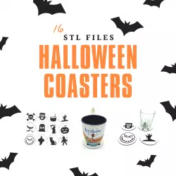 16 Halloween Coasters STL files - WITH Commercial License