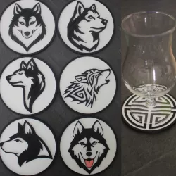 6 Coaster Husky Dog