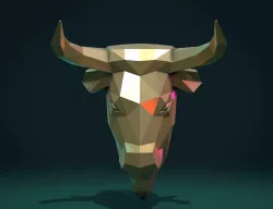 Bull  Head low Poly
