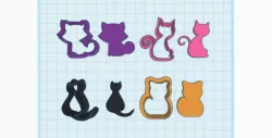 Cookie cutter, Polymer Clay Cutter Cat, Kitty, Kitten shape, Set 4PCS