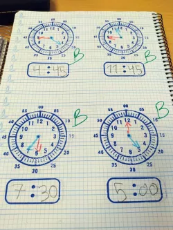 Didactic stamp for kids to learn to tell time