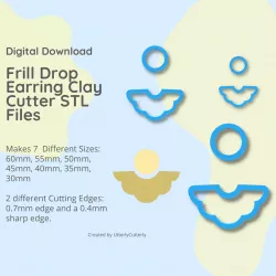 Frill Drop Clay Cutter - STL Digital File Download- 7 sizes and 2 Cutter Versions