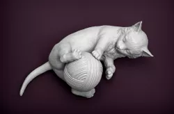 kitten playing 3D print model