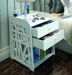 Laser Cut Bedside Table Shelf Storage Cabinet