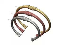 Lotus bead ornament cuff bracelet Sizes S M L 3D print model