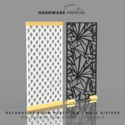 Miniature Room Partition Wall Divider for Dollhouse - 10 Designs, 2 Stands