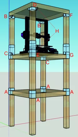 Tower with three Ikea Lack tables for printer Ender 3