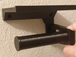 Wall mounted bathroom toilet roll holder with small table for smartphones, one piece.