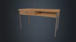 Beech Wood Desk - Office Desk - Desk - Beech Desk - Furniture Low-poly  3D model
