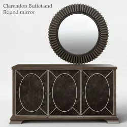 Bernhardt Clarendon Buffet and Round mirror 3D model