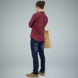 Casual Man Thinking and Carrying Paper Bag CMan0309-HD2-O01P01-S 3D model
