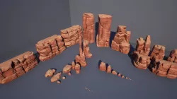Cliff rock stone set 3D model