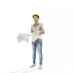 Construction Woman with Blueprints WWom0305-HD2-O01P01-S 3D model