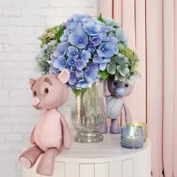 Decorative set with hydrangea and bears Low-poly  3D model