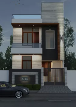 Exterior Elevation in Night View 3D model