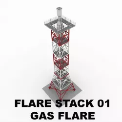 Flare stack gas flare 01 3D model