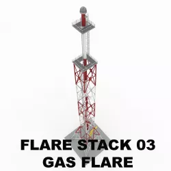 Flare stack gas flare 03 3D model