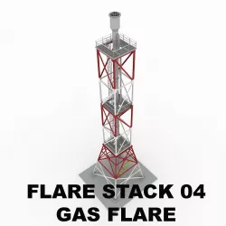 Flare stack gas flare 04 3D model