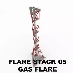 Flare stack gas flare 05 3D model