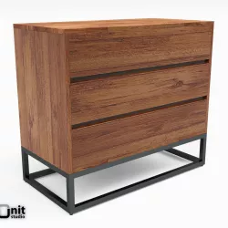 Logan Industrial 3-drawer Dresser by West Elm 3D model