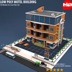 Low Poly Motel Building Low-poly  3D model