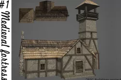 Medieval fortress Low-poly  3D model